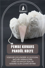 Sertifikalı Pembe Kuvars Doğal Taş Pandül - S011