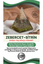 Sertifikalı Zebercet-Sitrin Doğal Taş Piramit P034