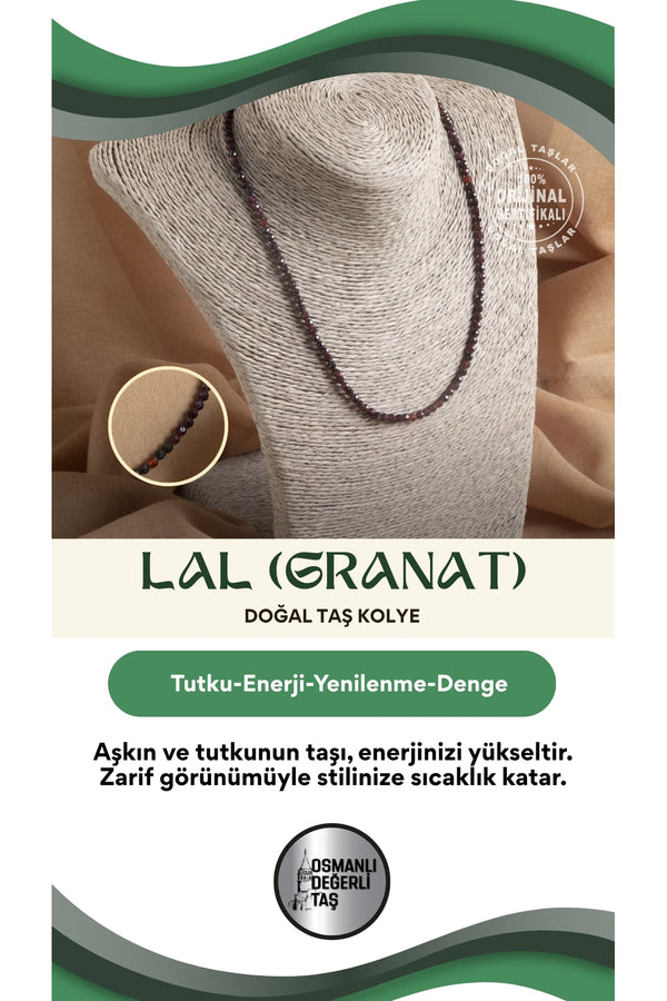 Sertifikalı Lal (Granat) Doğal Taş Kolye