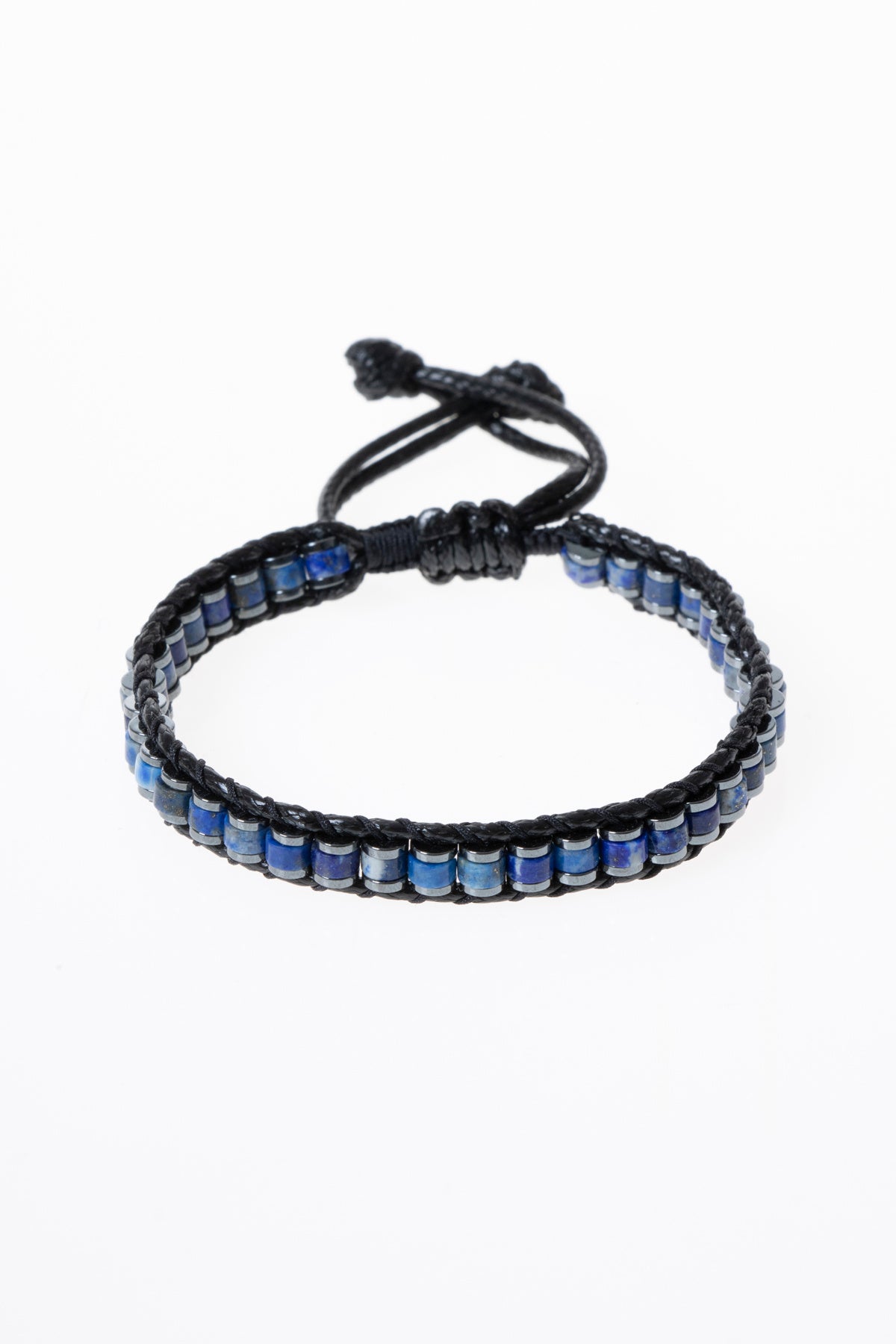 Sertifikalı Lapis Lazuli-Hematit Doğal Taş Makrome Bileklik ODT041