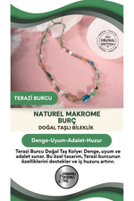 Terazi Burcu Doğal Taş Natürel Makrome Kolye