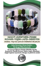 Kız Çocuk Öğrenci Roleks Bileklik-havlit-aventurin-pembe Kuvars-yeşim-lapis-obsidyen Doğal Taş B143