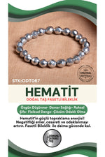 Sertifikalı Hematit Doğal Taş Fasetli Bileklik ODT067