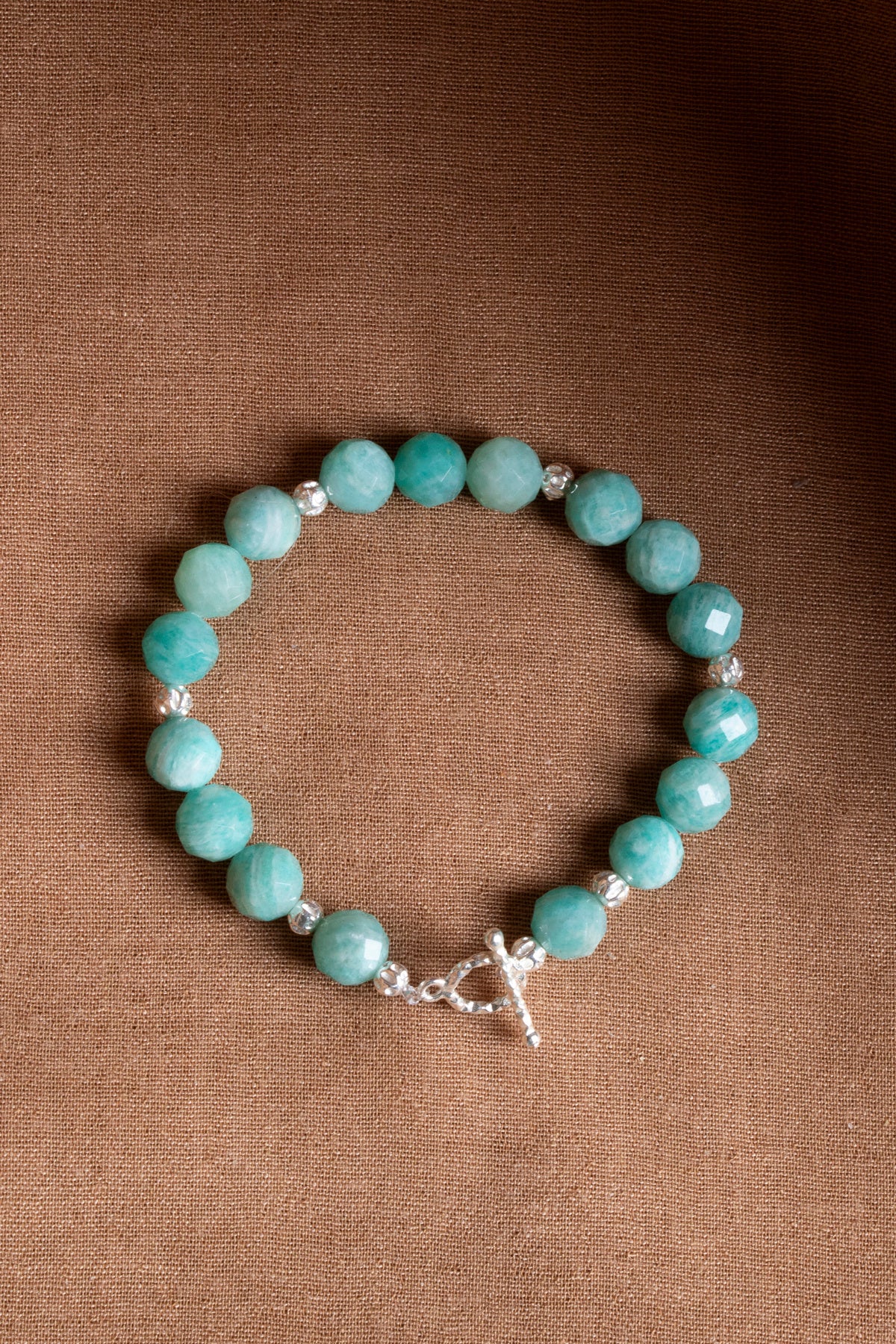 Sertifikalı Amazonit Doğal Taş 925 Ayar Gümüş Aparatlı Bileklik ODT104