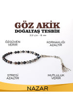 Sertifikalı Göz Akik Doğaltaş Tesbih 6 Mm, T222