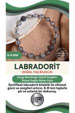 SERTİFİKALI Labrodorite Doğal Taş Bileklik 6-8 mm