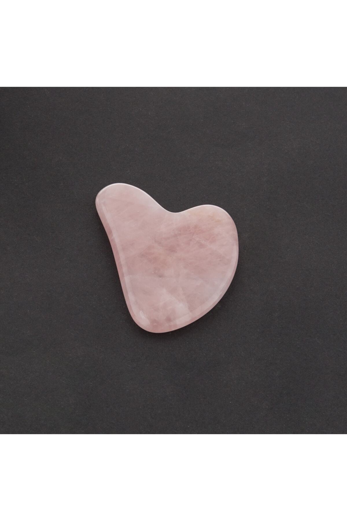 Sertifikalı Pembe Kuvars Doğal Taşı Kalpli Gua Sha Masaj Taşı 1. Sınıf Sertifikalı Gua Sha - Kalın
