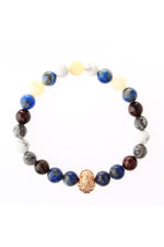 Sertifikalı Lal, Lapis, Havlit, Kalsit Doğaltaş Bileklik 8 Mm B910