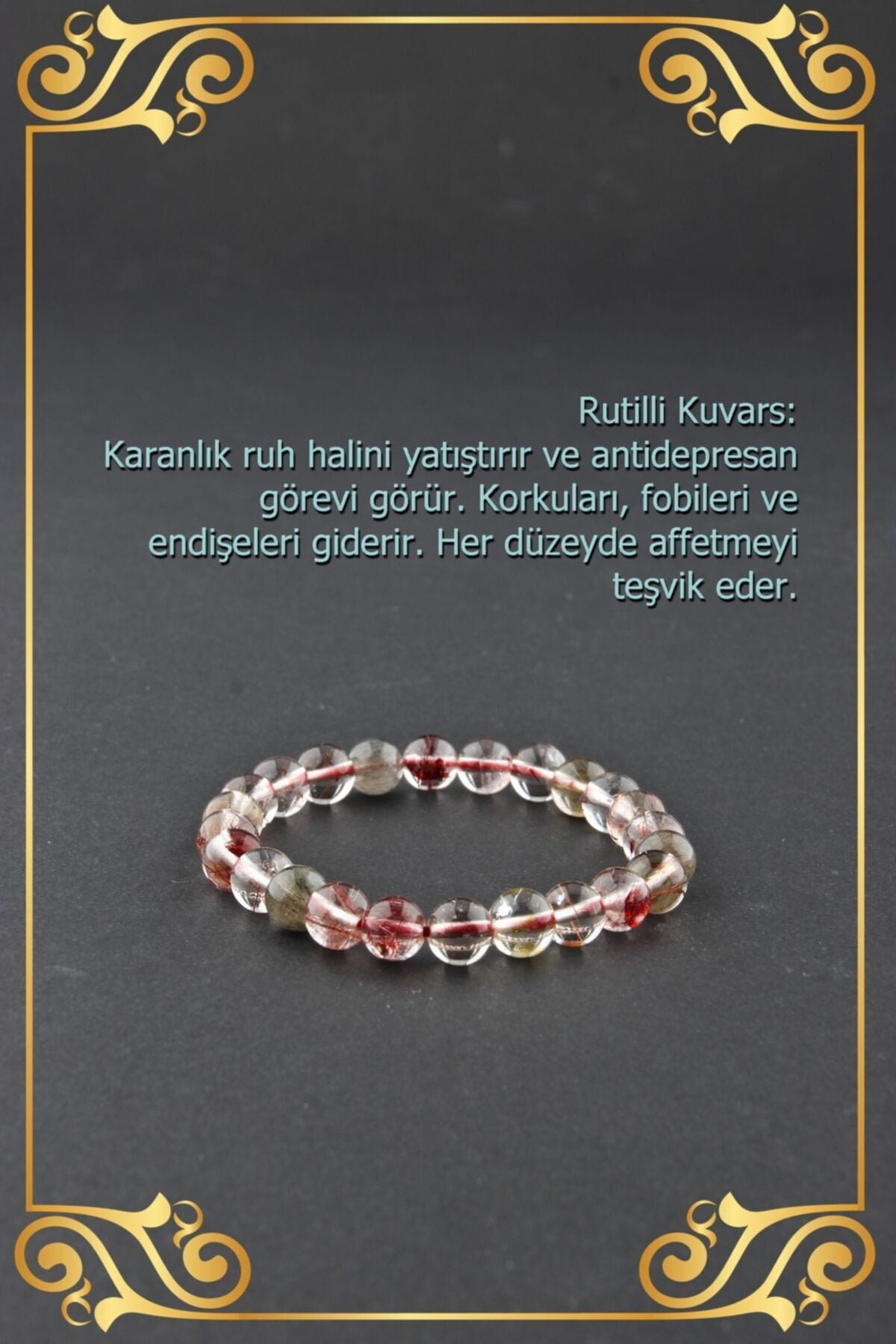 Sertifikalı Rutilli Kuvars Doğal Taş Bileklik