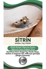 SERTİFİKALI Sitrin Doğal Taş Yüzük (925 ayar gümüş )