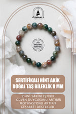 Sertifikalı Hint Akik Doğal Taş Bileklik - 8 Mm B769