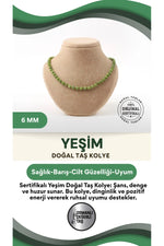 Sertifikalı Yeşim Doğaltaş Kolye 6 Mm, M602