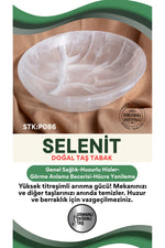 Sertifikalı Selenit Doğal Taş Yuvarlak Tabak No:6 P086