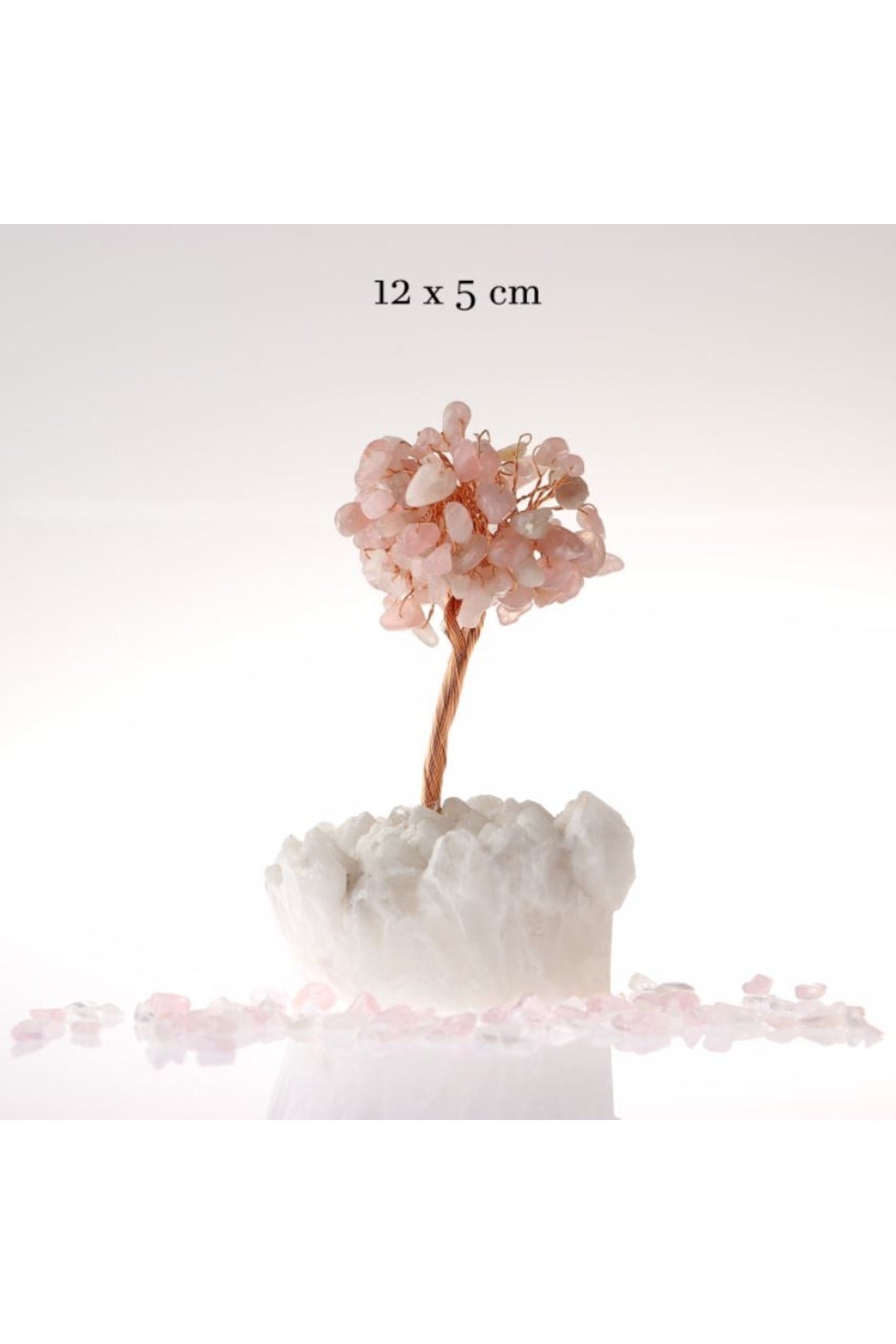 Sertifikalı Pembe Kuvars, Kristal Kuvars Doğaltaş Ağaç 12x5 Cm, D024