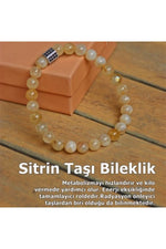 Sertifikalı Sitrin Doğal Taş Bileklik-8mm Turuncu B609