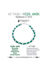 Yeşil Akik - Ay Taşı 4mm Doğal Taş Bileklik Gümüş Kapama