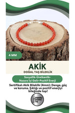 Sertifikalı Akik Doğaltaş Bileklik 4 mm B886