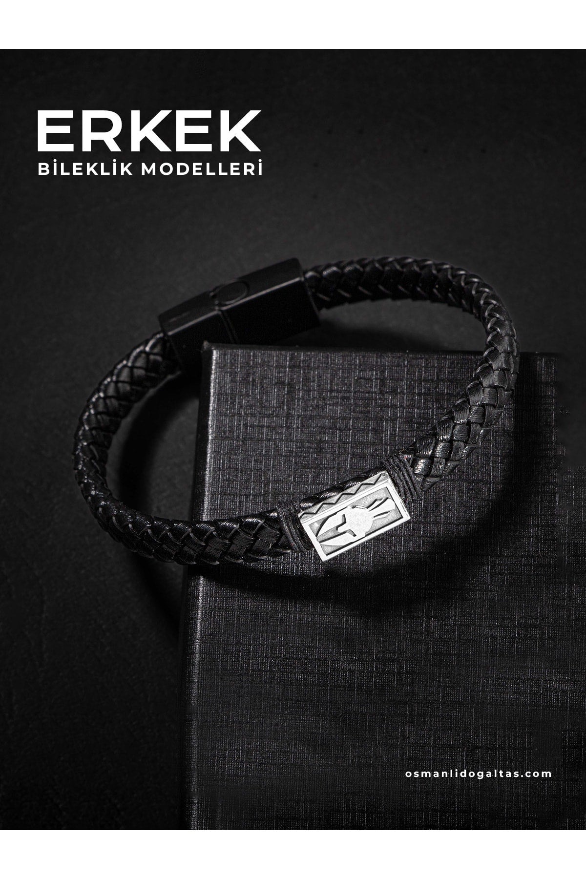 HAKİKİ DERİ 925 AYAR GÜMÜŞ MİĞFER GÜÇ SEMBOLLÜ TASARIM ERKEK BİLEKLİK