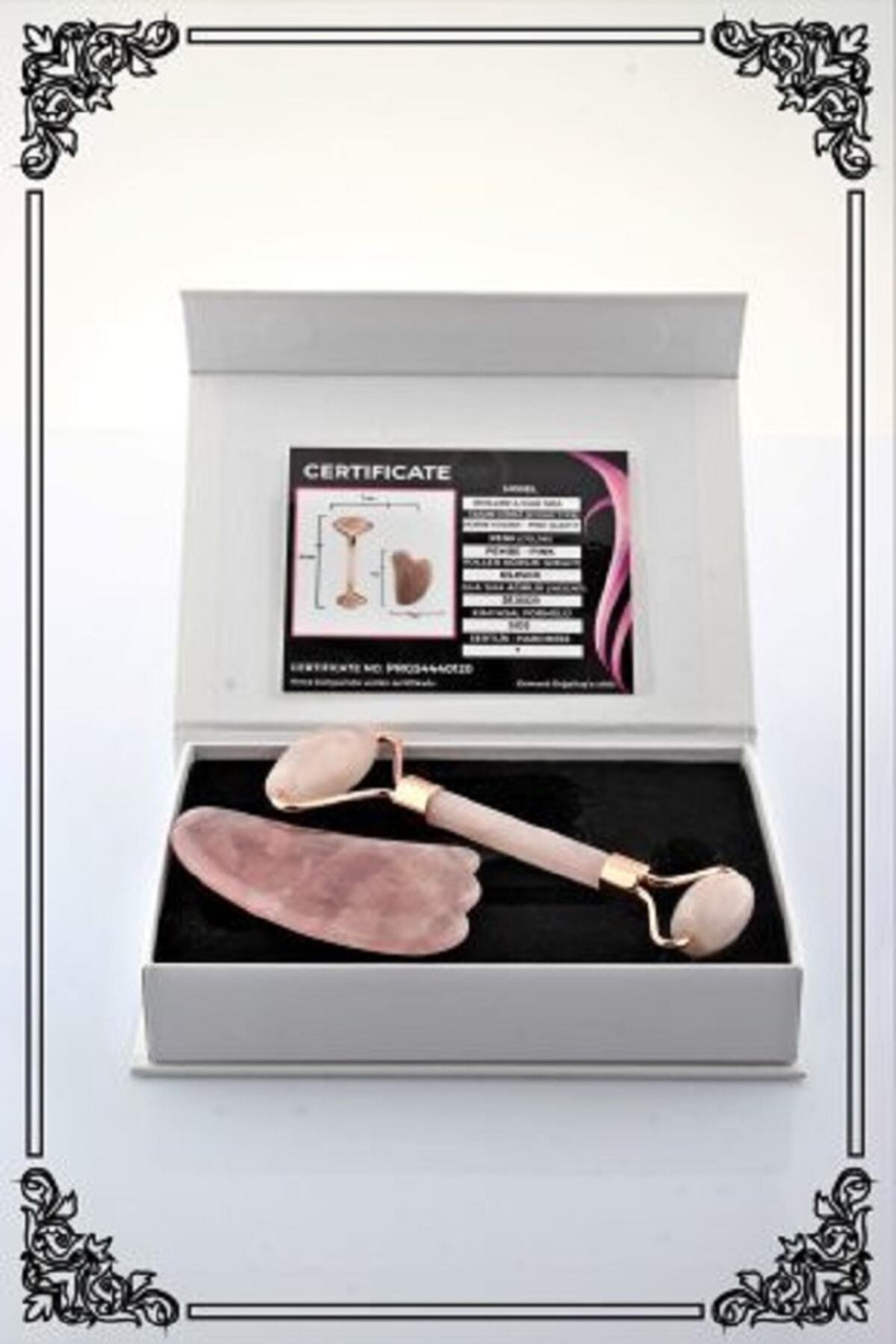 Sertifikalı Pembe Kuvars Roller Ve Pembe Kuvars Kaz Ayaklı Gua Sha Masaj Takımı