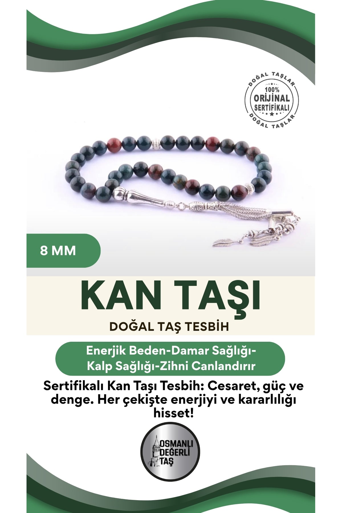 Sertifikalı Kan Taşı Tesbih T179