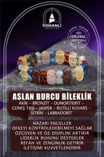 Aslan Burcu Doğal Taş Geniş Kesim El Yapımı Bileklik