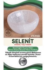Sertifikalı Selenit Doğal Taş Yuvarlak Tabak No:3 P062