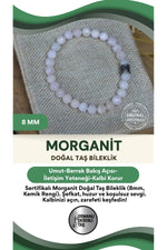 Sertifikalı Morganit Doğal Taş Bileklik-8mm Kemik Rengi B261