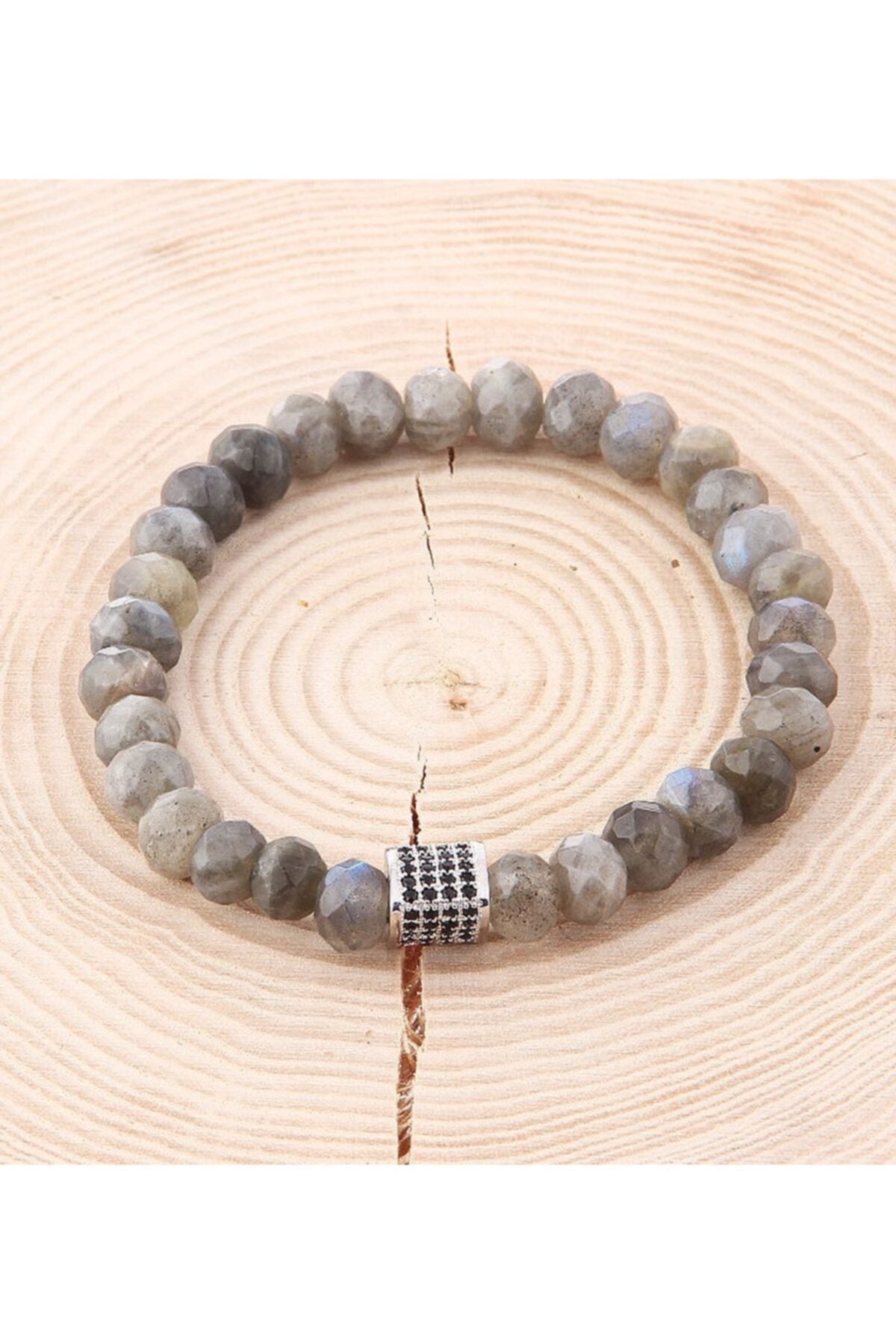 Sertifikalı Doğal Taş Bileklik - 7mm Fasetli Rondel Kesim,labradorit Taşı