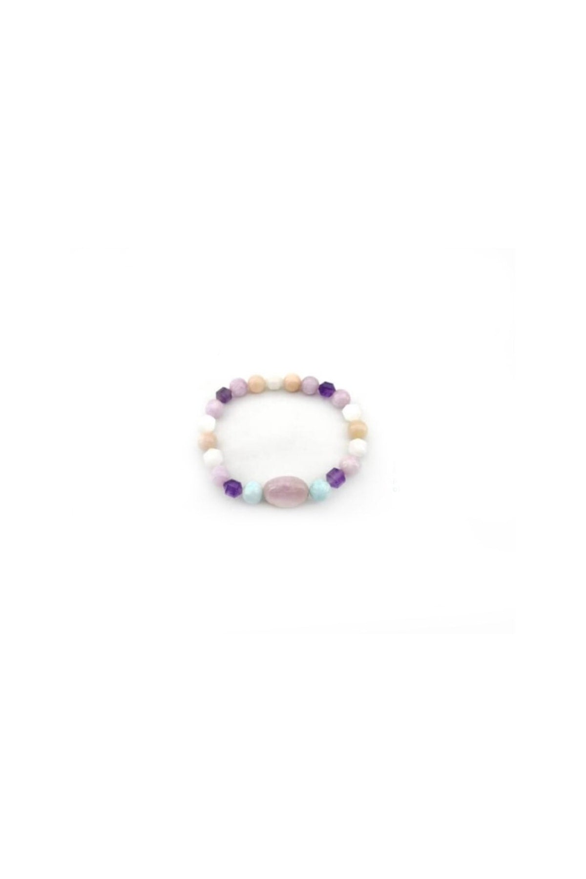 Sertifikalı Doğal Taş Bileklik- Pembe Opal, Ametist, Kunzit, Larimar,ay Taşı B584