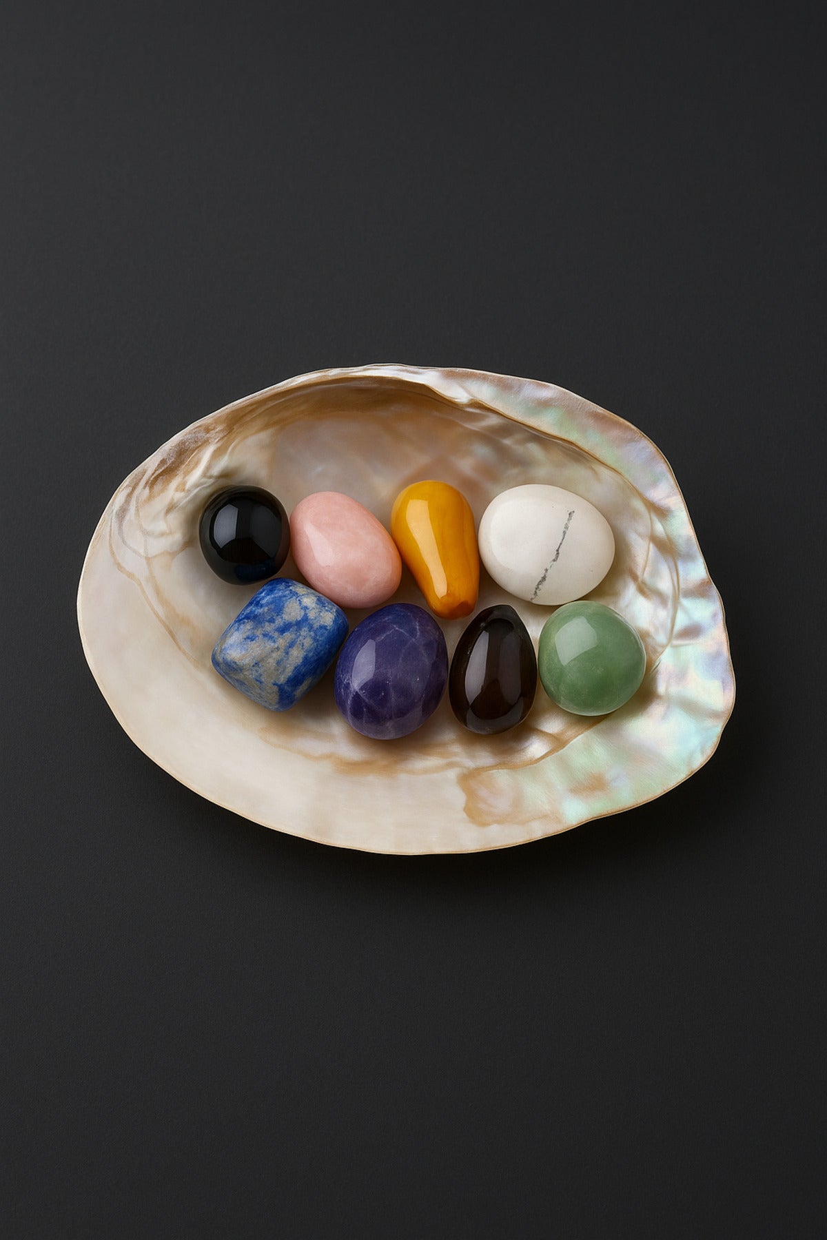 Midye Kabuğu-lapis-turmalin-florit-pembe Kuvars-ametist-jasper-dumanlı Kuvars- Rutilli Kristal-set