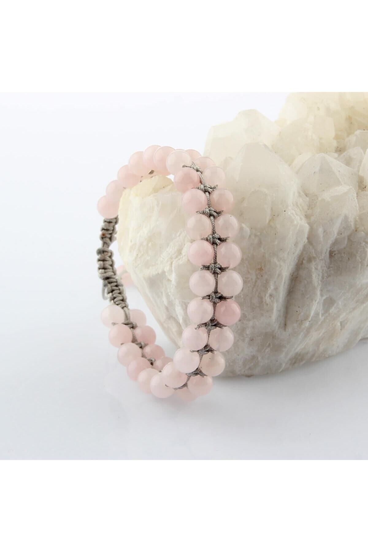 Sertifikalı Pembe Kuvars Doğal Taşı Bileklik - 6 Mm B649
