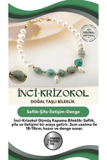 Inci-krizokol Doğal Taş Gümüş Kapama Bileklik (3CM UZATMA İLE BİRLİKTE) - 18-19cm