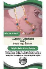 Ikizler Burcu Doğal Taş Natürel Makrome Kolye