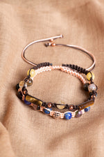 SERTİFİKALI Aslan Burcu Doğal Taş İkili Makrome Bileklik