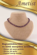 Sertifikalı Ametist 6mm Kolye (DÜĞÜMSÜZ)