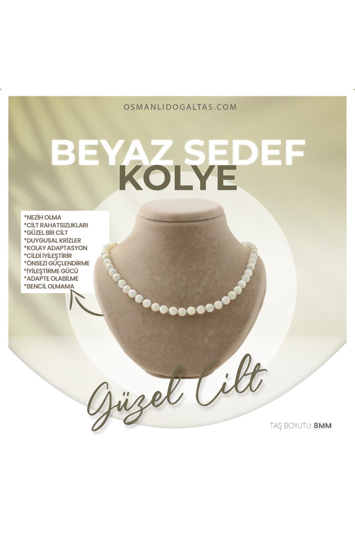 Sertifikalı Sedef Doğaltaş Kolye 8 Mm, M543