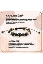 Sertifikalı Kaplan Gözü - Hematit Doğal Taşı Bileklik - 8 Mm