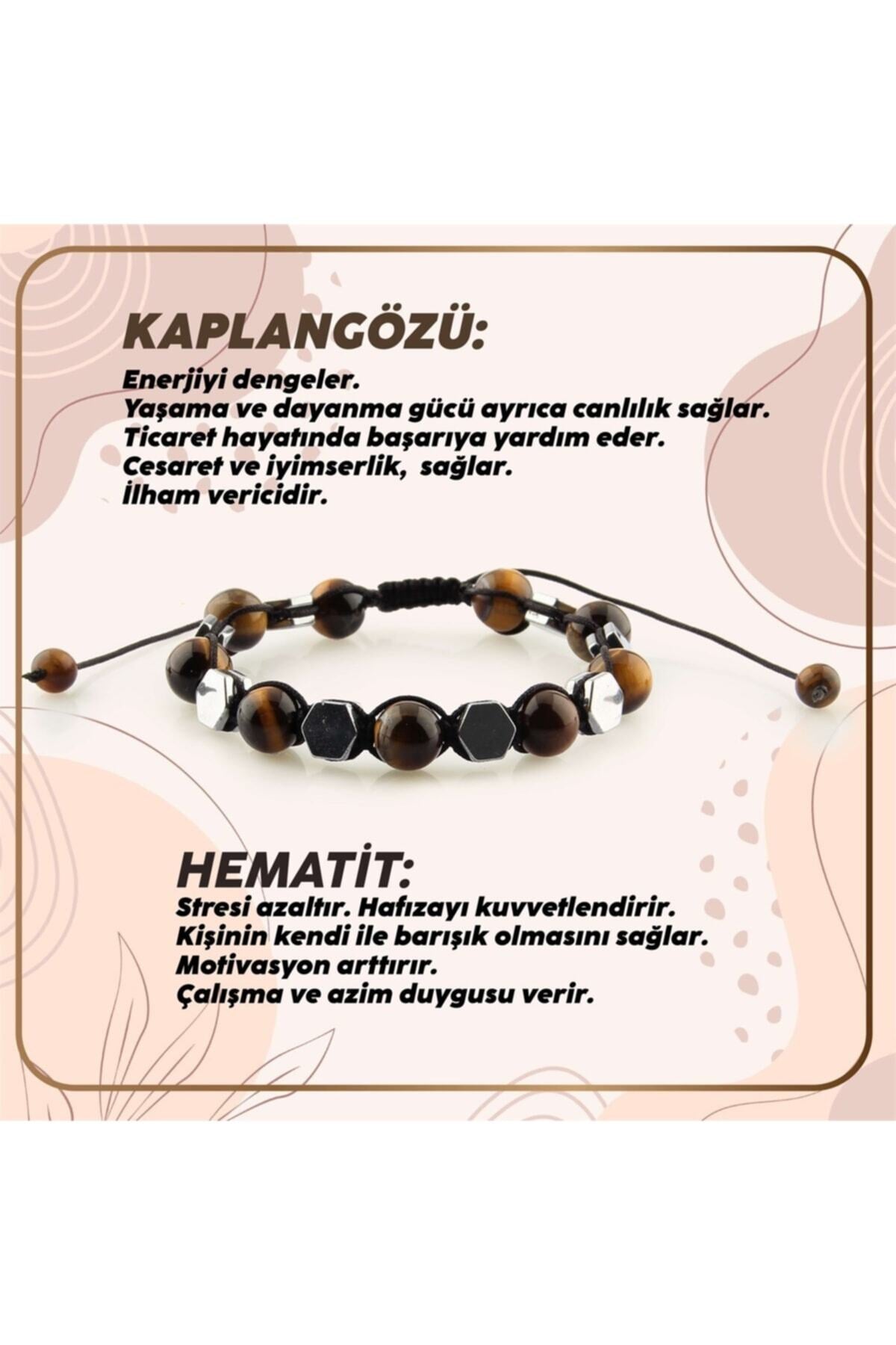 Sertifikalı Kaplan Gözü - Hematit Doğal Taşı Bileklik - 8 Mm