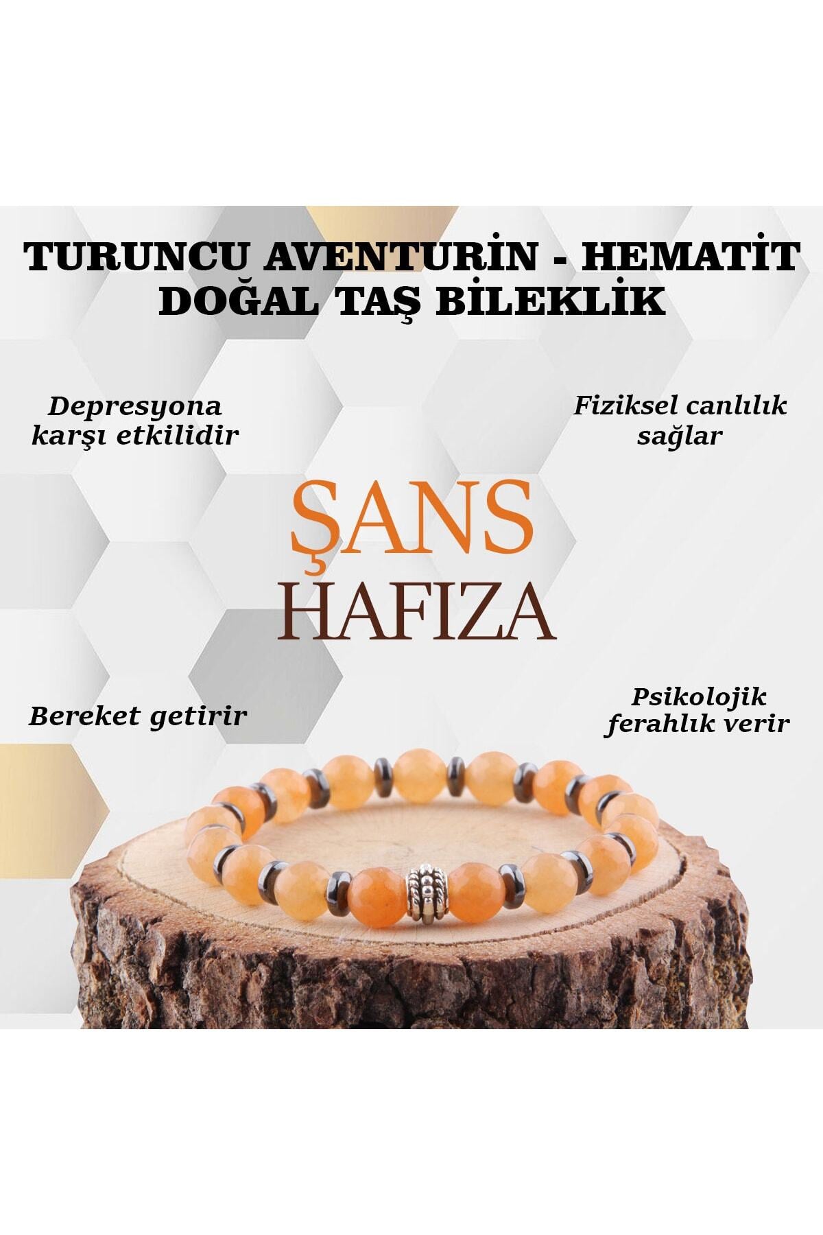 Turuncu Aventurin Hematit Doğal Taş Bileklik 8 mm B883