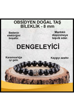Sertifikalı Obsidyen Doğal Taş Bileklik 8 Mm - B872