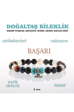 Sertifikalı Hakiki Turkuaz, Shungite, Sitrin, Azurit, Kaplan Gözü Doğaltaş Bileklik 8 Mm, B906