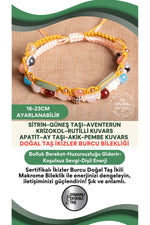 SERTİFİKALI İkizler Burcu Doğal Taş İkili Makrome Bileklik