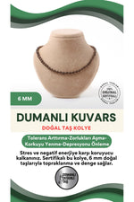 Sertifikalı Dumanlı Kuvars Doğaltaş Kolye 6 Mm, M567