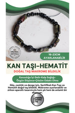 SERTİFİKALI Dragon jasper-Hematit Doğal Taş Makrome Ayarlanabilir Zirkon Aparatlı Bileklik