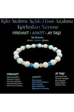 Zayıflama Açlık Bastırma Bilekliği - Ay Taşı - Prehnit - Apatit 4mm-6mm  Orijinal Doğal Taş Bileklik
