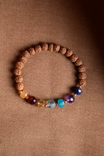 Sertifikalı RUDRAKSHA-SİTRİN-LAL-AKİK-FLORİT-AMETİST-LAPİS Doğal Taş Bileklik ODT098