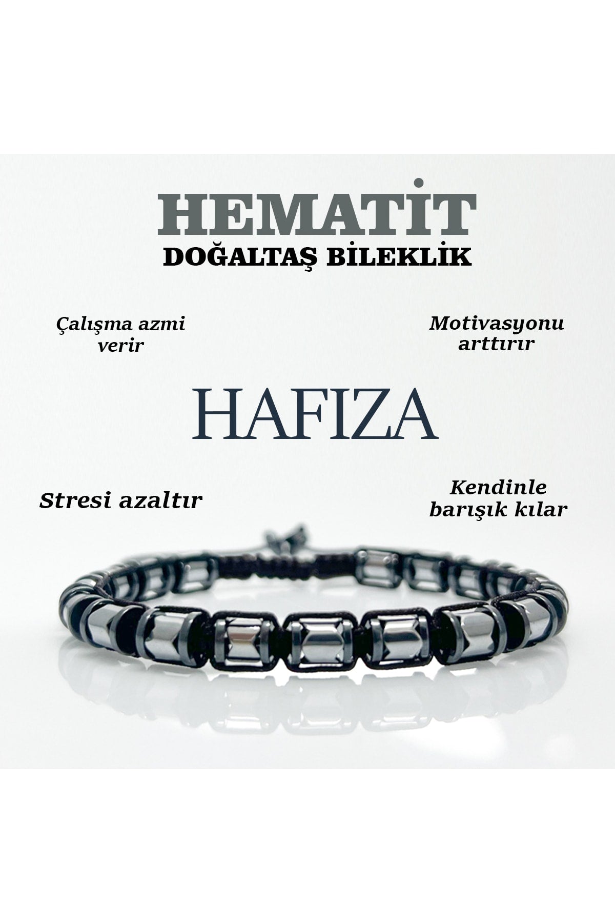 Sertifikalı Hematit Doğaltaş Bileklik 6 Mm, B943