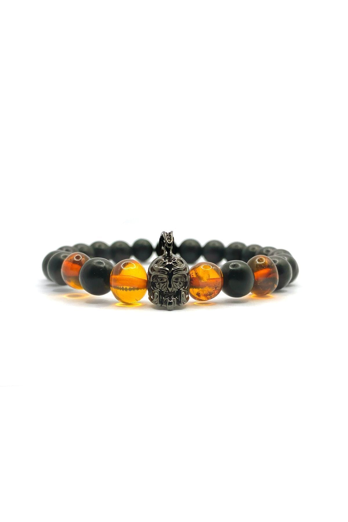 Kehribar Shungite Gladyatör Aparatlı 8mm Doğal Taş Bileklik