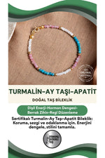 SERTİFİKALI Turmalin-Ay Taşı-Apatit Doğal Taş Bileklik