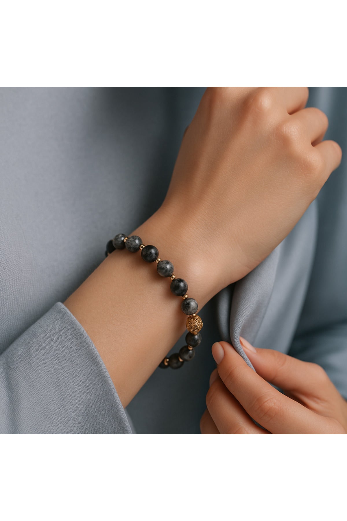 SERTİFİKALI Gümüş Jasper-Hematit Doğal Taş Bileklik 6-8 mm